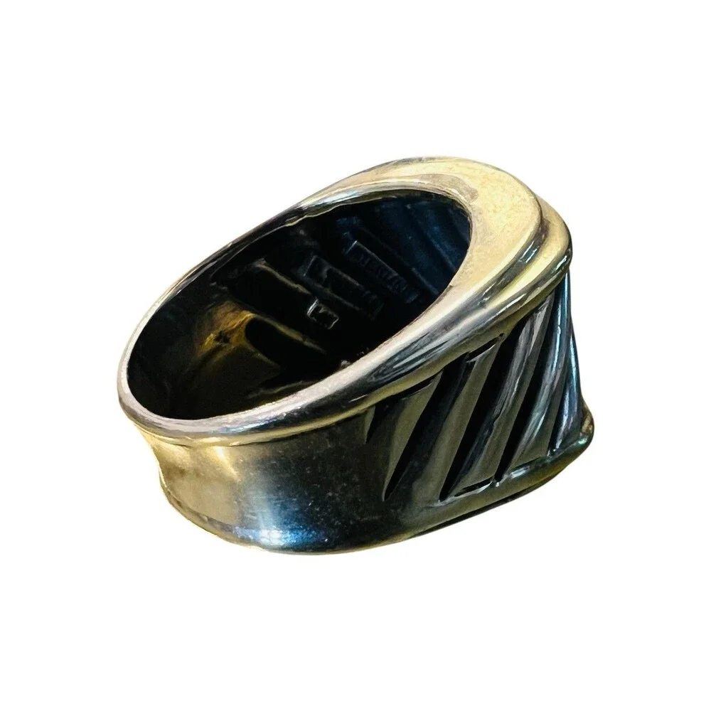 David Yurman 14k Yellow Gold & Sterling Silver Cigar Ring 8.23G  / Sz 8